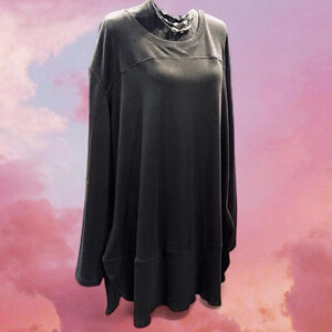 Terra & Sky Women’s 2X Black Flowy Tunic Top Long Sleeve Plus Size 20W 22W Goth